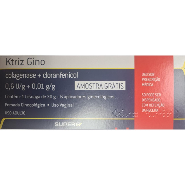 ktriz Gino - Colagenase 0,6U/g + Cloranfenicol 0,01 g/g - Bisnaga 30g
